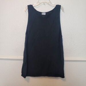 Chicos Tank Top Knit Size 3 Black Sleeveless‎ Textured Stretch Rayon Cotton XL